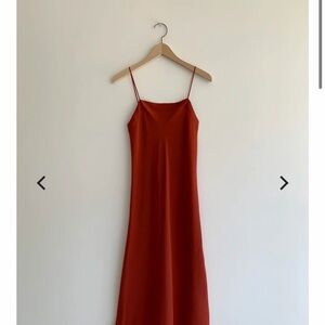 Kamperett Silk Short Slip Dress – Rust – Size Medium